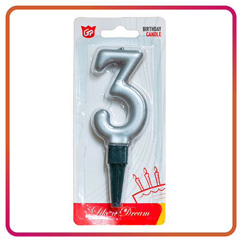 شمع تولد عددی متالیک سه نقره ای 24 عددی