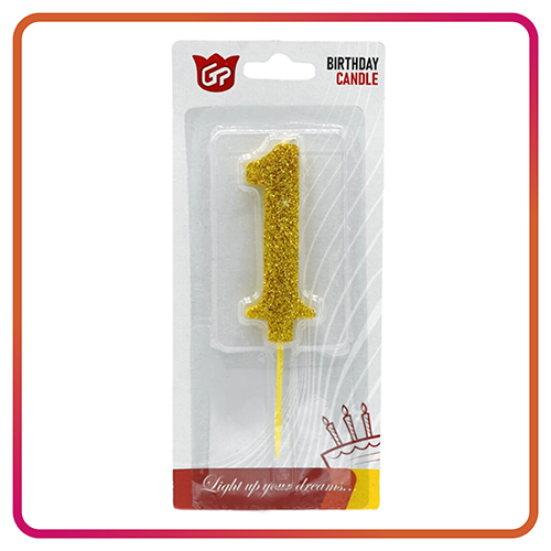 شمع تولد عدد یک طلایی اکلیلی 20 عددی